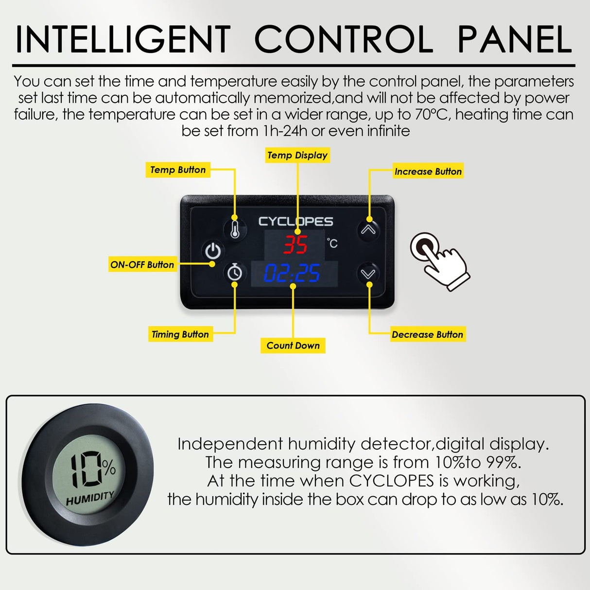 【EIBOS Official】3D Printer Filament Dryer Cyclopes with Fan, Filament Dry Box 2 Rolls with Adjustable Temp Max 70℃, Humidity Sensor, Infinite Timer, Compatible with 1.75mm 2.85mm 3.00mm PLA Nylon TPU EIBOS