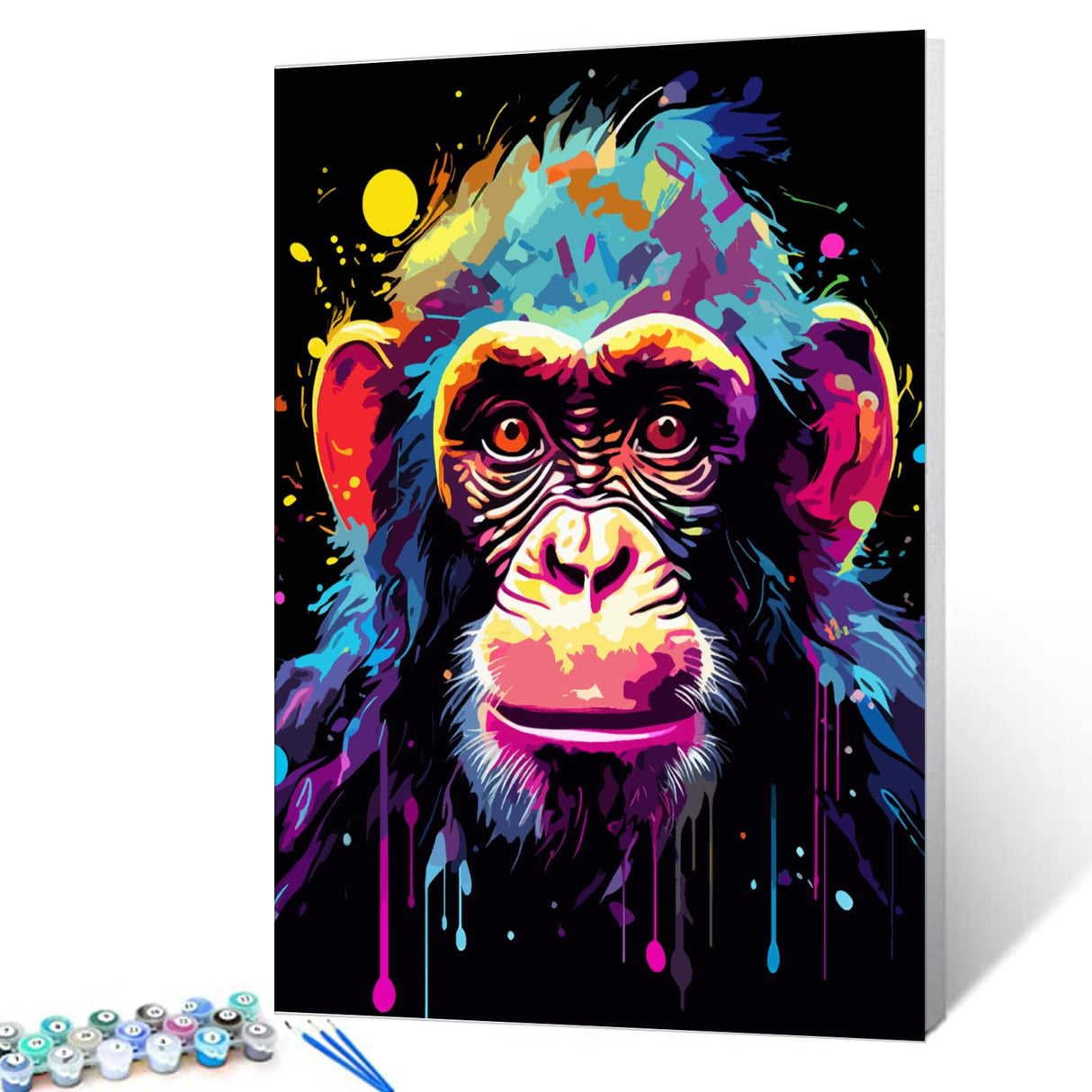 Tucocoo Graffiti Monkey Paint by Number for Adults, DIY Digital Oil Painting Kits on Canvas with Brushes and Acrylic Pigment, Animal Cartoon Style Colourful for Home Wall Decor 16x20inch (Frameless) Tucocoo