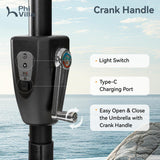 PHI VILLA 13ft Large Patio Umbrella with Solar Lights, Double-Sided Outdoor Market Rectangle Umbrella with 120 PCS LED Lights, Beige (No Base) PHI VILLA