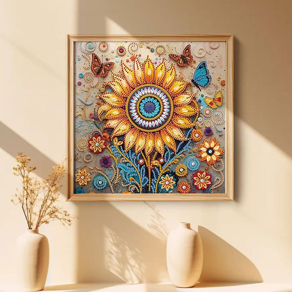 Sanjee 5D Special Shape Diamond Art Kits for Beginners, Sunflower Diamond Painting Kits for Adults, Crystal Rhinestones Diamond Painting for Home Wall Decoration Gift, 12×12inch Sanjee