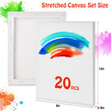 Stretched Canvas for Painting - 8x10 Inch/20 Canvas Value Pack - Triple Primer Acid Free 100% Cotton Blank Canvas for Painting Supplies Oil and Acrylic Pouring Art Watercolor Hdviai