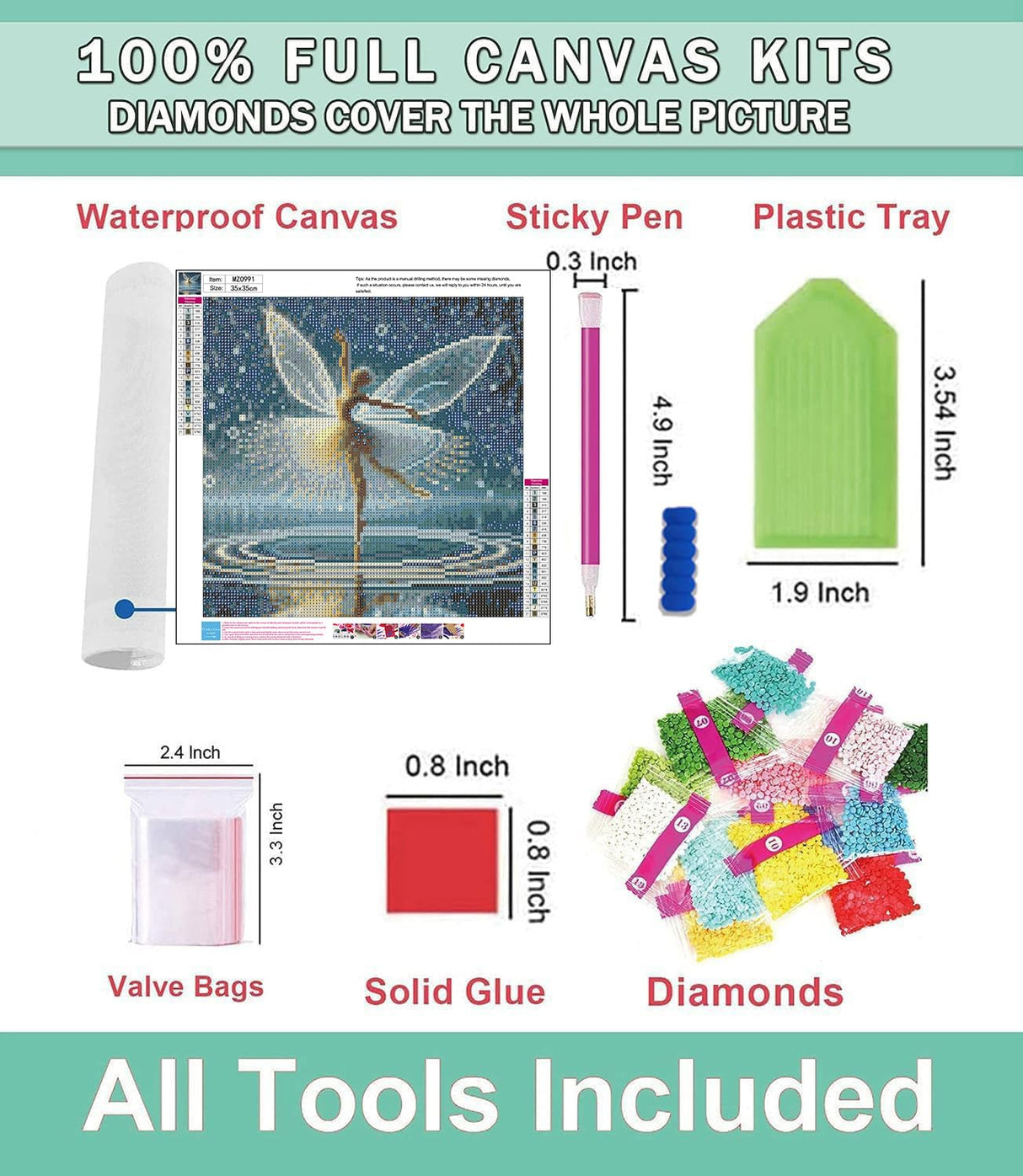Lophomie Diamond Art Kits for Adults, 5D DIY Angel Wings Fairy Diamond Painting Kits for Adults Beginners, Diamond Dots Kits Gem Arts Crafts for Home Wall Decor 14x14 Inch Lophomie