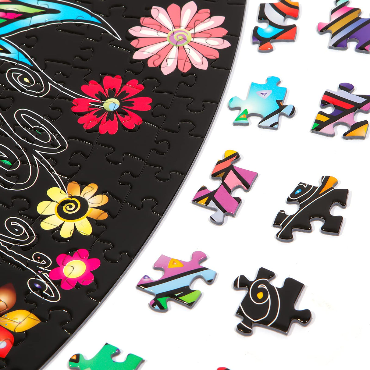 Bgraamiens Puzzle-Flower Whisper-1000 Pieces Round Puzzle Color Challenge Jigsaw Puzzles for Adults and Kids Bgraamiens