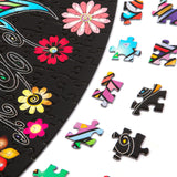 Bgraamiens Puzzle-Flower Whisper-1000 Pieces Round Puzzle Color Challenge Jigsaw Puzzles for Adults and Kids Bgraamiens