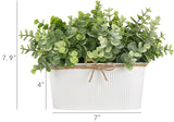 Dahey Artificial Eucalyptus Faux Plants Indoor for Farmhouse Home Decor Fake Potted Plants in Rustic Rectangular Pots Table Centerpiece for Office Bath Living Room Greenery Decor, 7" L x 4" H Dahey