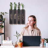 Wood Wall Planter, Farmhouse 4 Pack Indoor Pocket Wall Vases Decor for Living Room Bedroom Dried Flowers Faux Greenery Plants (Black) BOTOP