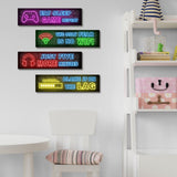 4 Pcs Printed Neon Gaming Posters, Teen Boys Room Decorations, gamer wall art Decor for bedroom Wooden Simimi art