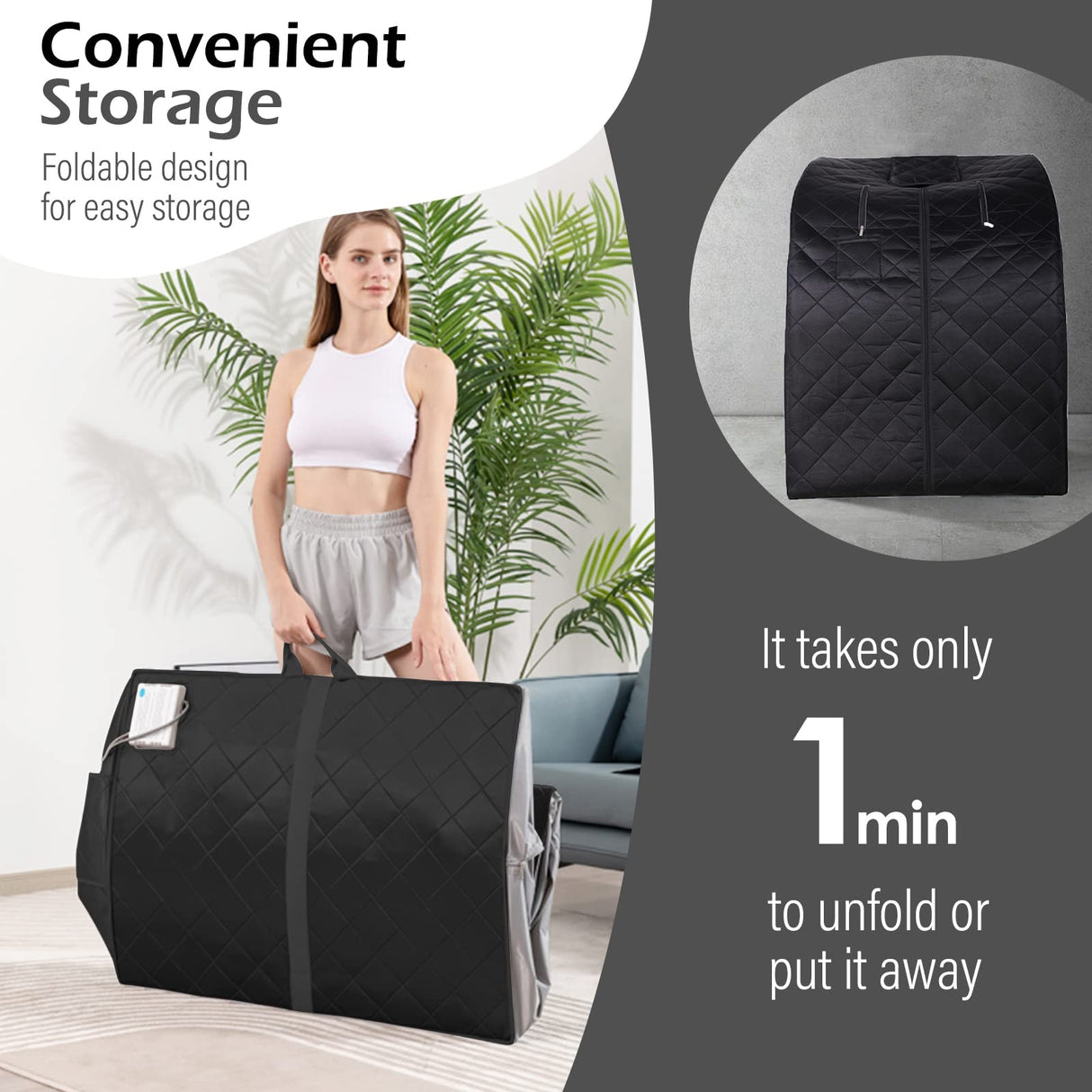 ZONEMEL Portable Infrared Sauna, 1 Person at Home Full Body Sauna, Individual Home Spa Tent with Heating Foot Pad, Upgraded Sauna Chair (L 27.6’’ x W 31.5’’ x H 37.8’’, Black) ZONEMEL