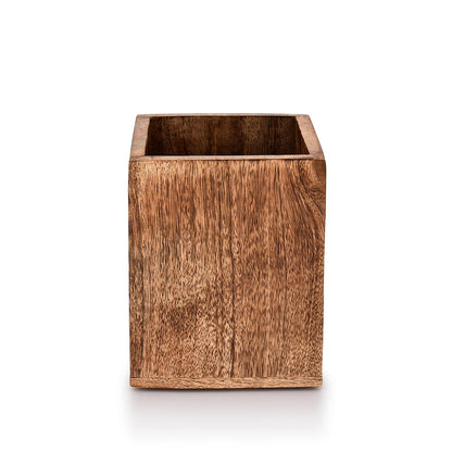 Samhita Mango Wood Burning Finished Kitchen Utensil Holder for Countertop, Utensil Holder Container for Kitchen Cooking Utensil. (5"x 5"x 6")