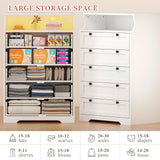 EnHomee Dresser for Bedroom, White Dresser with LED, Tall Dresser with 5 Wood Drawers, White Dresser for Bedroom, Bedroom Dressers & Chests of Drawers, Dressers for Bedroom with Metal Handles EnHomee