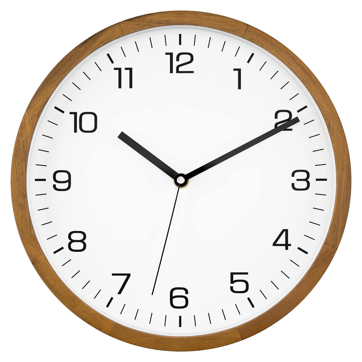 Foxtop Wood Wall Clock 12 Inch Silent Non-Ticking Battery Operated Quartz Round Wooden Wall Clock Decorative for Kitchen Bedroom Living Room Home Office Decor Foxtop