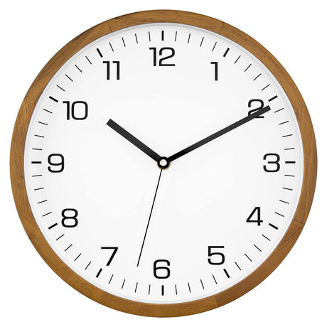 Foxtop Wood Wall Clock 12 Inch Silent Non-Ticking Battery Operated Quartz Round Wooden Wall Clock Decorative for Kitchen Bedroom Living Room Home Office Decor Foxtop