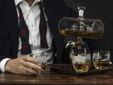 Whiskey Decanter Globe Set with 4 Etched Whiskey Glasses - for Liquor Scotch Bourbon Vodka, Gifts For Men - 1250ml Unique Ship Sails Set for Home Bar, Bourbon, Birthday Gift for Dad The Wine Savant