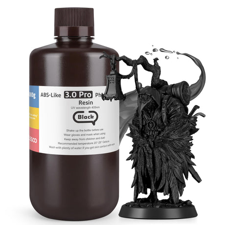 ELEGOO ABS-Like Resin 3.0 Pro, 3D Printer Resin with Low Viscosity and High Precision, 405nm Rapid UV-Curing Photopolymer Resin, 3D Resin for LCD/DLP 3D Printing, Black 1000G ELEGOO