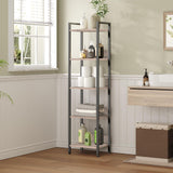 MAHANCRIS Bookshelf, 5-Tier Bookcase, Standing Book Shelf for Small Space, Storage Shelf Organizer, for Living Room, Bedroom, Study, Balcony, Greige and Black BKHG5501 MAHANCRIS