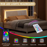 LUXOAK Modern High Gloss King Bed Frame with LED Floating Headboard and Easy Assembly LUXOAK