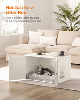 Feandrea Cat Litter Box Enclosure, Litter Box Furniture Hidden with Removable Divider, Indoor Cat House, End Table, 31.5 x 20.9 x 19.7 Inches, White UPCL002W01 Feandrea