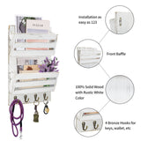 Unistyle Mail Holder with Key Hooks Mail Organizer Wall Mount Hanging Mail Organizer for Home,Office,Entryway,Mail Holder Wall Mounted for Letter, Magazines, Keys, Leashes Unistyle