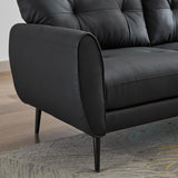 Sofa Couch 61" Small Loveseat Couches for Living Room, Black Faux Leather Couch Mid Century Modern Tufted Mini Sofa Comfy Office 2 Seat Settee Love Seat Small Couches for Small Spaces Bedroom TYBOATLE