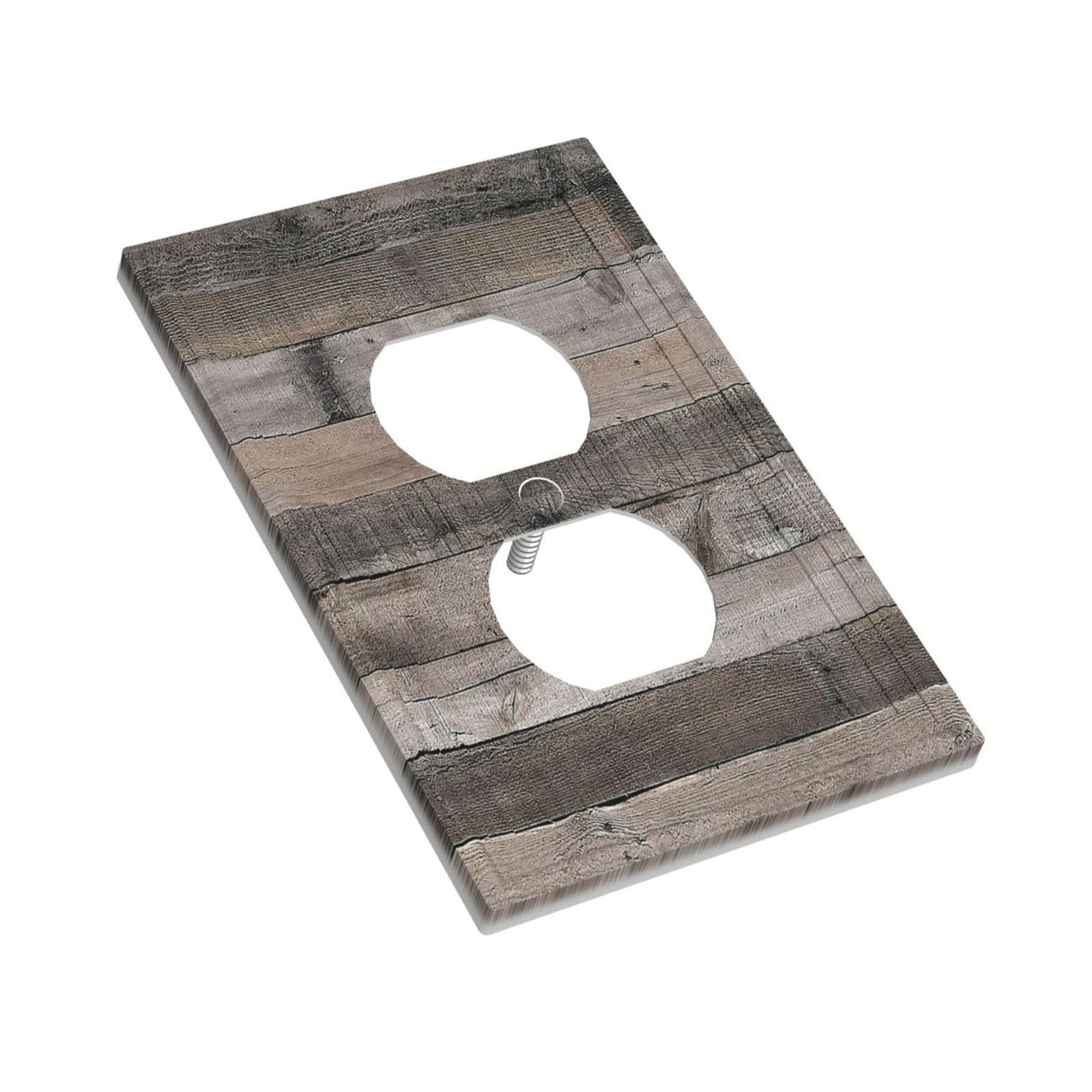 Rustic Gray Wood Print Outlet Covers Light Switch Cover Decorative Farmhouse Grey 1 Gang Switch Wall Plate for Electrical Socket Covers for Outlets Bedroom Kitchen Bathroom (Plastic) Wjlksjd