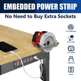 48'' Adjustable Workbench, 4 Heights Work Bench with Wheels and Power Outlets, 2000 LBS Heavy Duty Work Bench Table, Hardwood Work Benches for Garage, Workshop, Office, Home WXCOPON