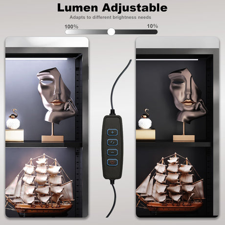 Kelueo Display Cabinet with Glass Doors,Tall Glass Display Cabinet with LED Lights,Display Cabinets for Collectibles with 3 Adjustable Shelves for Living Room,Bedroom,Office Assemble Required Kelueo