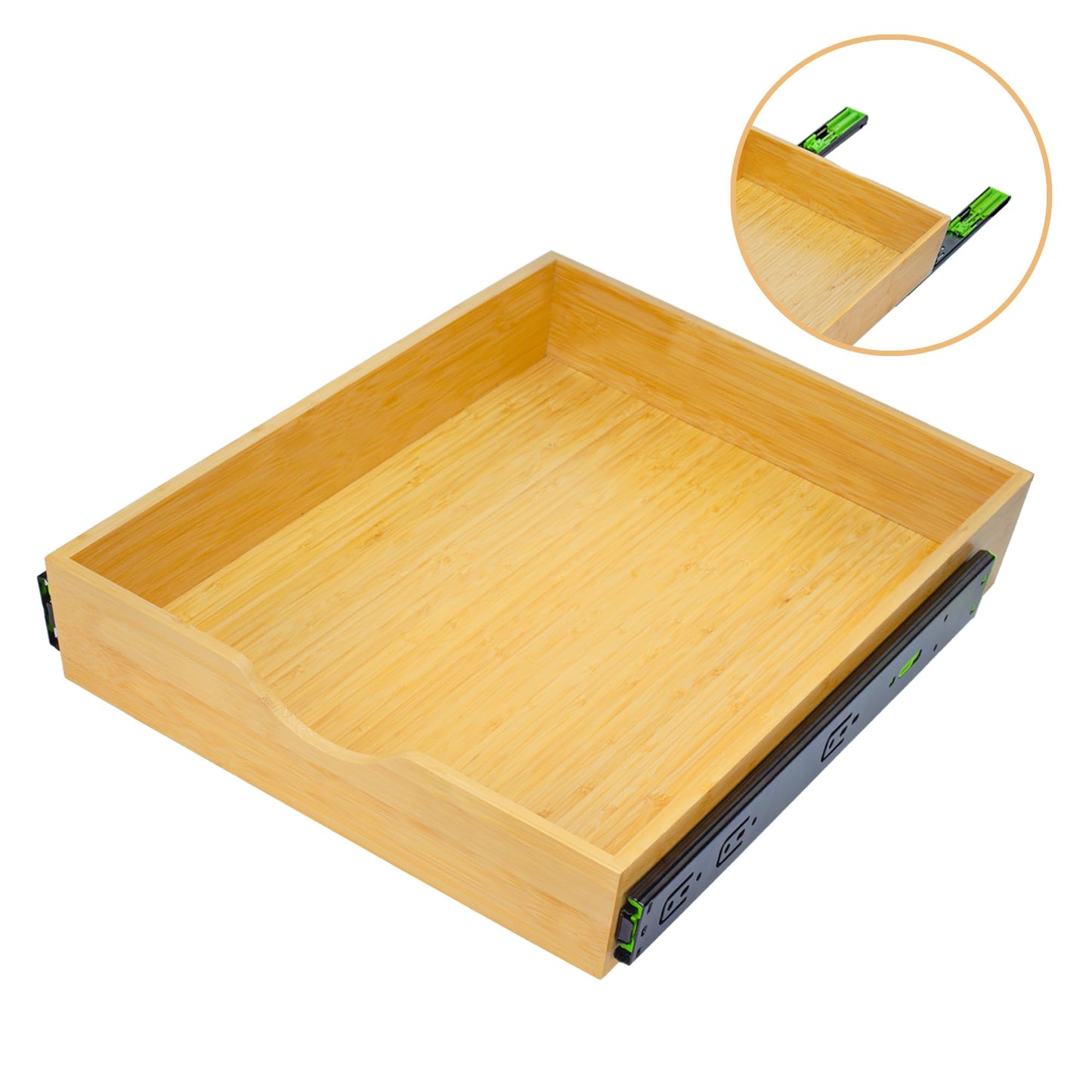 MinBoo Bamboo Pull Out Drawers For Cabinets 14" W x 21" D,Gliding Soft Close Shelves for Kitchen, Pantry, and Storage Organization,Pull Out Cabinet Drawer, Cabinet Drawers Slide Out - WoodArtSupply