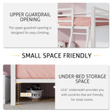 SHA CERLIN Loft Bunk Bed Twin Over Twin Size with Ladder and Guardrail,Heavy Duty Metal Slats Support No Box Spring Needed Small Space Saving Furniture for Bedroom Dorm,White SHA CERLIN