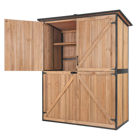 Outdoor Storage Shed with Metal Frame,Large Wooden Tool Cabinet with Adjustable Shelfs, House Garden Shed for Backyard Garden Patio Lawn GUTINNEEN