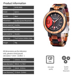 BOBO BIRD Men's Colorful Wooden Watches Analog Quartz Date Display Wood Watch Handmade Luxury Casual Wristwatch with Gifts Box for Men BOBO BIRD
