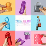 YOUSU Silk TPU Filament 1.75mm, 95A tpu3d Printing Flexible Filament, High Hardness Resilience, Soft Adhesive Material, Elastic, tpu4x250g Bundle, Silk TPU Gold,Dark Silver,Blue,Purple Yousu