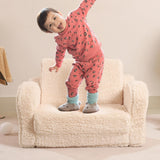 MOMCAYWEX Kids Chairs for Toddler, 2-in-1 Toddler Soft Sherpa Couch Fold Out, Convertible Sofa to Lounger for Girls and Boys, Cream MOMCAYWEX