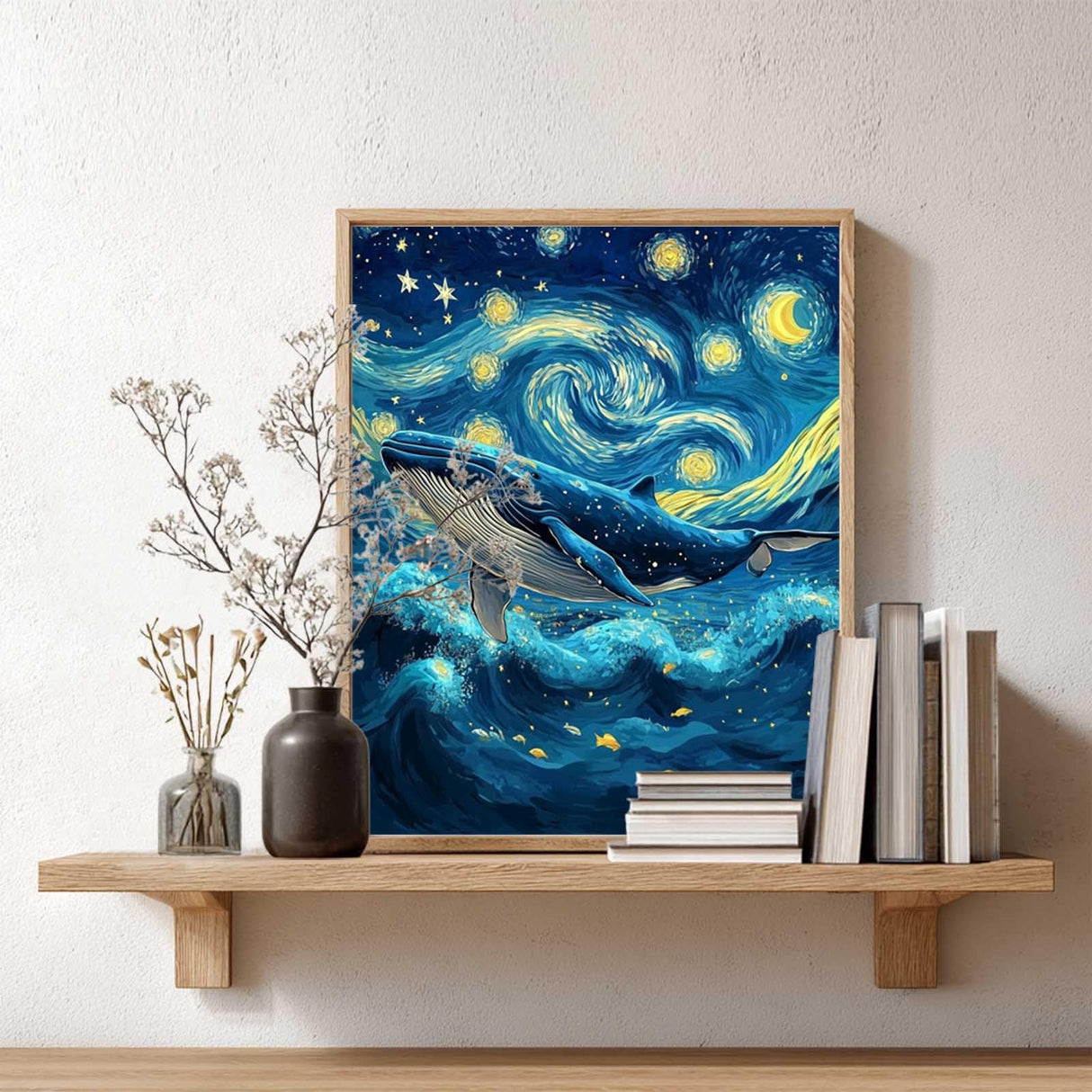 Ocean Animal Paint by Number, Whale Paint by Numbers Kit for Adults, Whales Leaping in Sea Acrylic Painting, Whales Canvas Wall Art, Sea Animals Poster for Gift, Home Wall Decoer(16x20inch, No Frame) zouewit