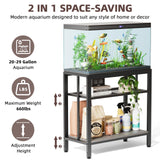 VOWNER 20-29 Gallon Fish Tank Stand - Metal Aquarium Stand, 30.7" L x 13.8" W x 29.5" H, Heavy Duty Reptile Tank Stand, Adjustable 3-Tier Fish Tank Rack Shelf for Home Office, 440LBS Capacity, Grey VOWNER