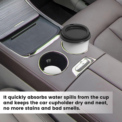 Sublimation Blanks Car Coasters, 12pcs Absorbent Ceramic Car Cupholder Coasters with A Finger Notch for Easy Removal, Keep Vehicle Free from Cold Drink Sweat, Stain and Spill