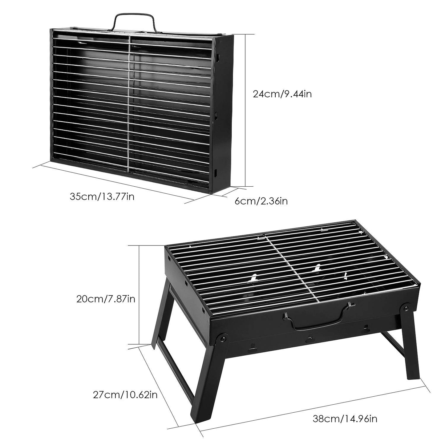 Folding Portable Barbecue Charcoal Grill, Barbecue Desk Tabletop Outdoor Stainless Steel Smoker BBQ for Outdoor Cooking Camping Picnics Beach (M1)