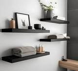 YFYEO Black Wood Floating Shelves for Wall Rustic Wall Shelf for Bedroom Living Room Set of 4 YFYEO