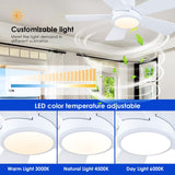 Ceiling Fans with Lights,Modern Low Profile Ceiling Fan with Light and Remote Control,5 Dual-Sided Blades,Reversible DC Motor,40" White Small Flush Mount Ceiling Fan for Bedroom Indoor/Outdoor Use Hounberi