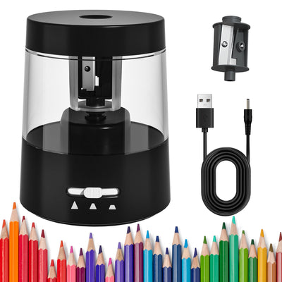ZMOL Electric Pencil Sharpener for Colored Pencils, Auto Stop,Electric Pencil Sharpener Plug in for 6-8mm No.2/Office/Home/Black
