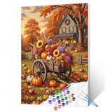 Farmhouse Autumn Paint by Numbers Adults Fall Harvest Painting Kits Thanksgiving Painting Kits Art for Adults Students Beginner Home Bedroom Wall Decor 16x20 in（Without Frame） Walarky