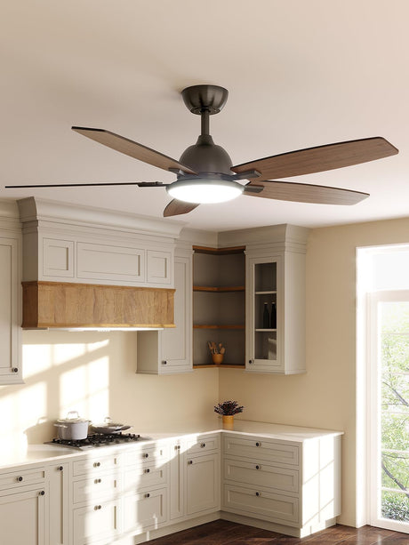 Amico Ceiling Fans with Lights, 52 inch Smart Ceiling Fan with Remote/APP/Alexa Control, Reversible DC Motor, 5 Blades, 6 Speeds, 3CCT, Dimmable, Noiseless, Wifi Ceiling Fan for Farmhouse, Bedroom Amico