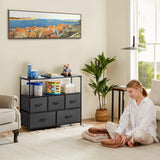 Sweetcrispy TV Stand for Bedroom, TV Dresser for 45 inches, Media Console Table, Entertainment Center with 5 Fabric Drawers Cabinet and Open Storage Shelf Furniture Cabinet for Living Room, Hallway Sweetcrispy