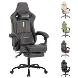 Gaming Chair, Video Game Chair with Massage Lumbar Support and Footrest, Comfortable Ergonomic Computer Chair with Linkage Armrests, Height Adjustable Racing Game Chair Pu Leather for Adults, Grey NIONIK