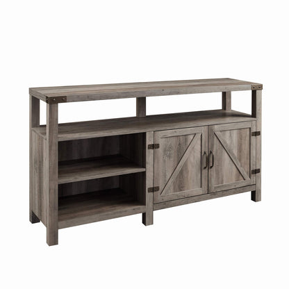 Walker Edison Georgetown Modern Farmhouse Double Barn Door Highboy Storage TV Stand for TVs up to 65 Inches, 58 Inch, Grey Wash - WoodArtSupply