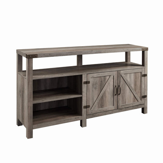 Walker Edison Georgetown Modern Farmhouse Double Barn Door Highboy Storage TV Stand for TVs up to 65 Inches, 58 Inch, Grey Wash - WoodArtSupply