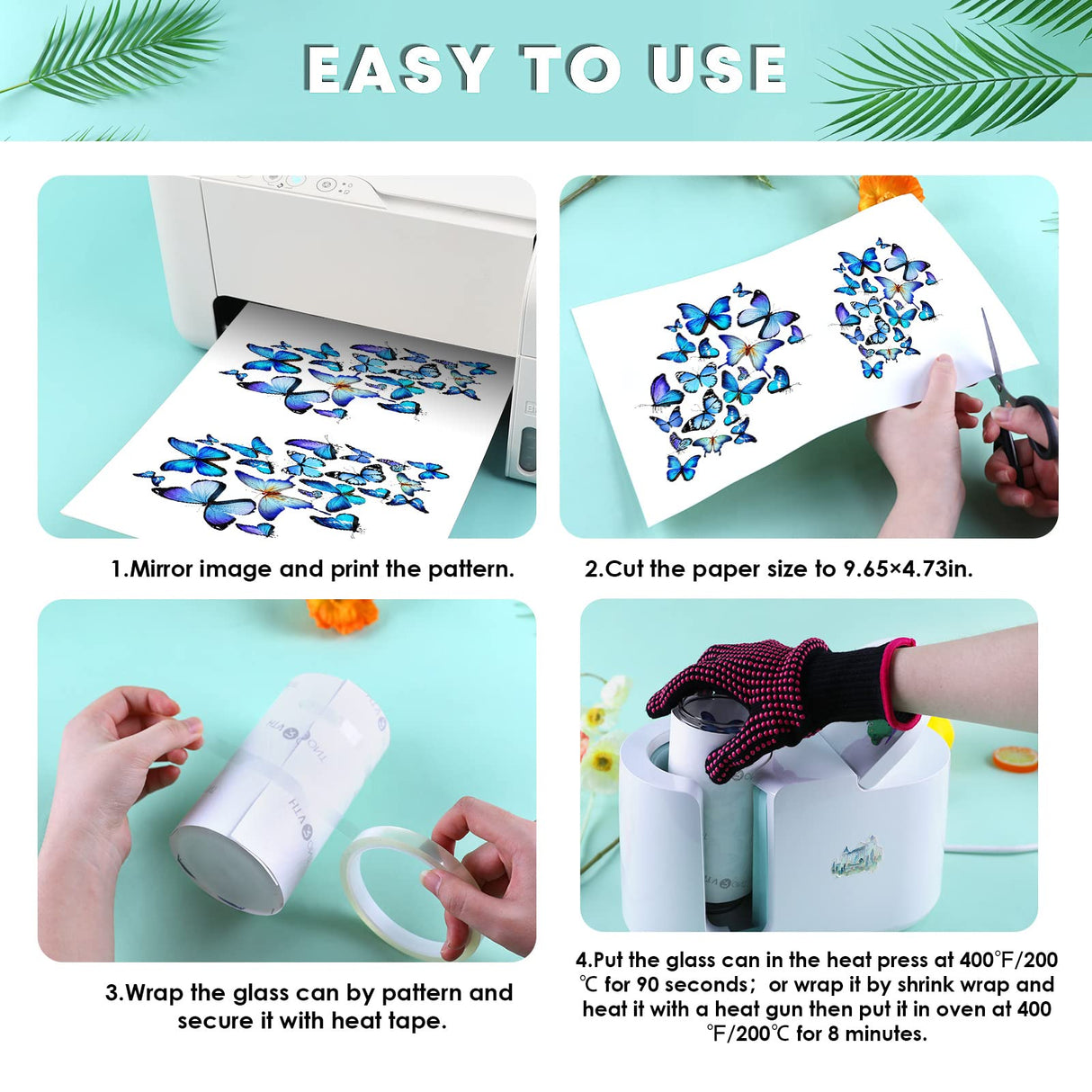 HTVRONT 8 PCS Sublimation Glass Cups Clear -16oz Sublimation Glass Tumbler with Bamboo Lid - Sublimation Blanks for Painting, Sublimation and HTV Vinyl Crafts HTVRONT