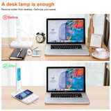 snsok Desk Lamp with Wireless Charger, USB Charging Port, Dimmable Office Desk Light with Clock, Alarm, Date, Temperature, Foldable Lamp for Table Bedroom Bedside Office (White) snsok