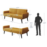 BELLEZE Adjustable Folding Sofa Bed, Upholstered Modern Convertible Futon, Sleeper Sofa for Living Room, Guest Room, Garage - Melrose (Yellow) BELLEZE