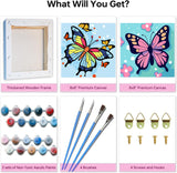 nekpiahu 2 Framed Butterfly Paint by Numbers Kit for Kids - Kids Paint by Number Kits Age 5-8-12, Easy Acrylic Oil Paint by Number for Kids 8x8inch nekpiahu