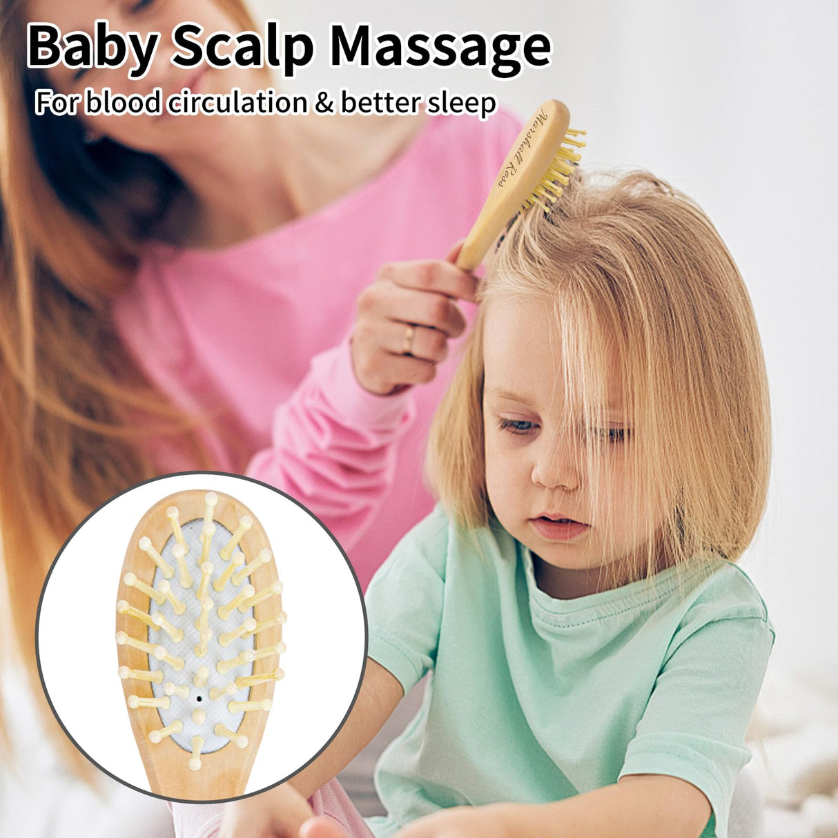 Personalized Baby Hair Brush and Comb Set for Newborn - Custom Wooden Toddler Hair Brush Set with Soft Goat Bristle, Baby Brush Set for Newborns, Toddler Cradle Cap Brush, Perfect Baby Registry Gift Generic